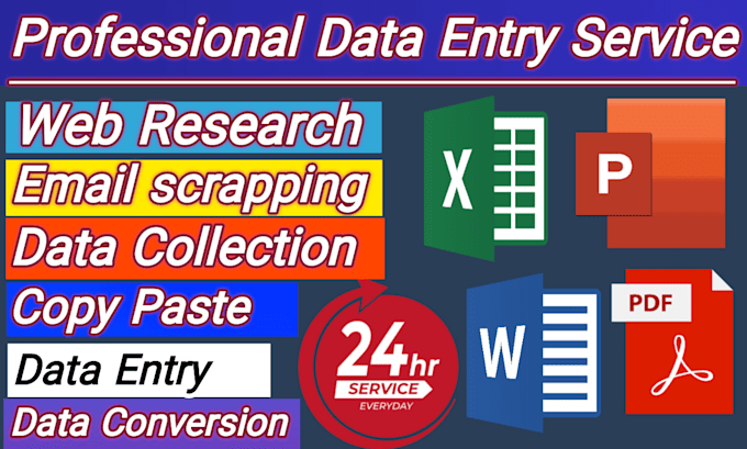 Gig Preview - Do data entry,web research,copy paste,web scrapping and excel data entry