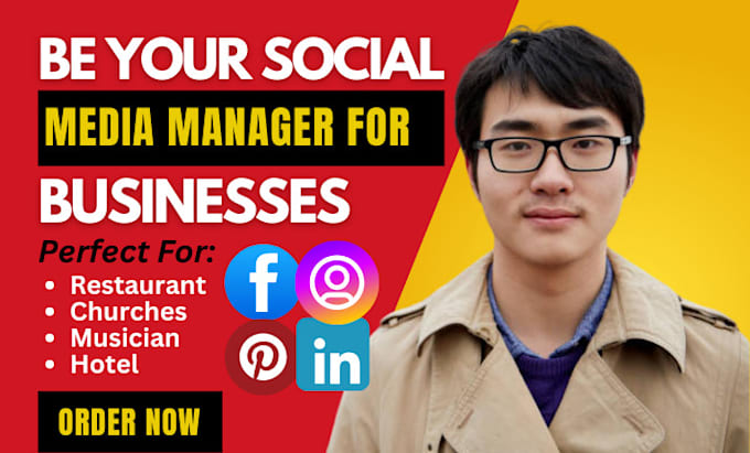 Gig Preview - Be your social media manager for restaurant, churches, musician and hotel