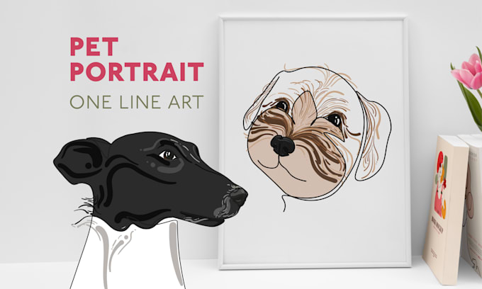 Gig Preview - Draw your pet portrait in continuous one line art style