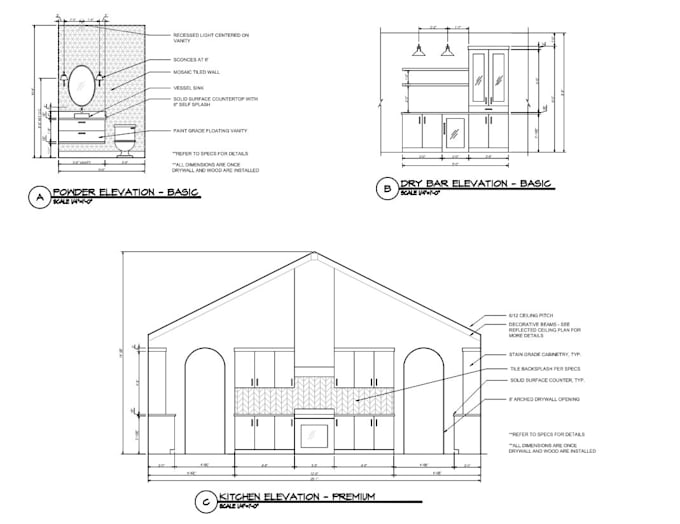 Bestseller - draw detailed interior elevations