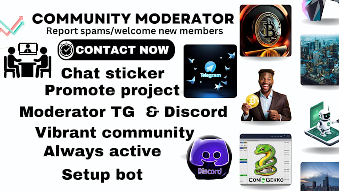 Gig Preview - Do community engagement specialist for telegram, discord moderator setup bot