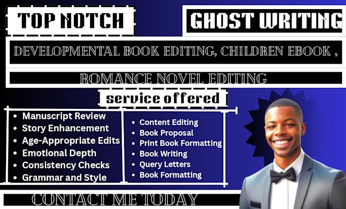 Gig Preview - Do developmental book editing, children ebook ediiting, romance novel editing