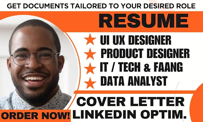 Gig Preview - Write UI UX product design resume, IT faang tech data analyst resume portfolio