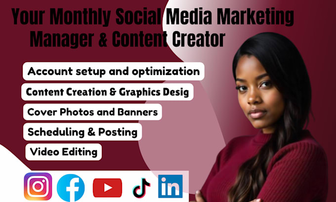 Gig Preview - Your monthly social media marketing manager and content creator