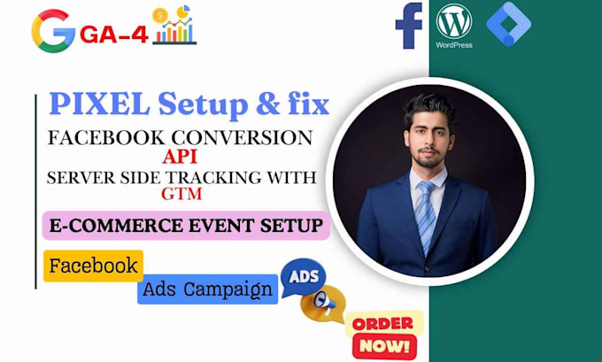 Gig Preview - Setup facebook pixel conversion API ecommerce server side tracking GTM fb ads