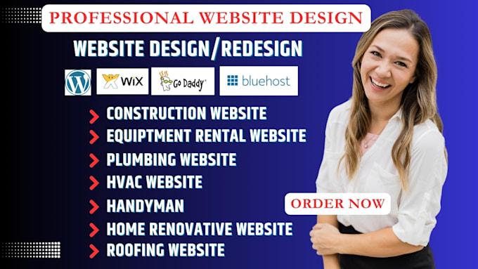 Bestseller - design construction, plumbing, roofing, handyman website on blueshot wix godaddy