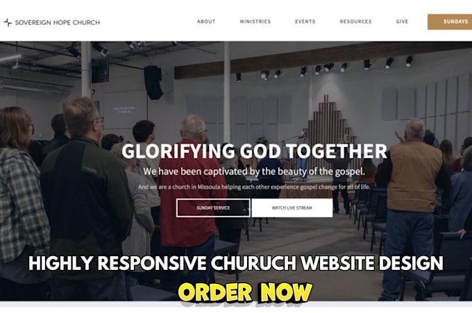 Gig Preview - Create, redesign christian website for ministry, donation, church website