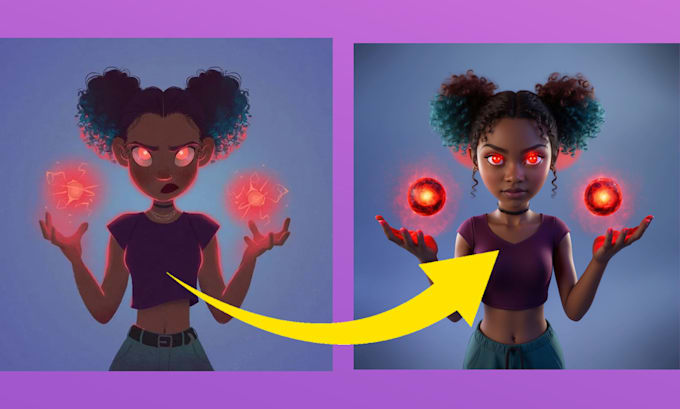 Gig Preview - Transform your drawn character into digital art