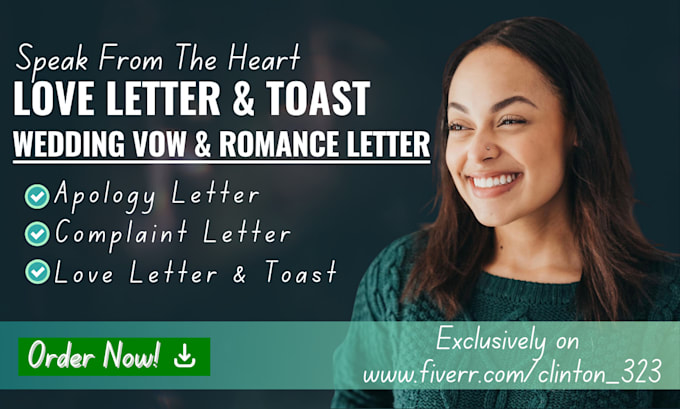 Gig Preview - Write love poem birthday wishes romantics stories business email love letter