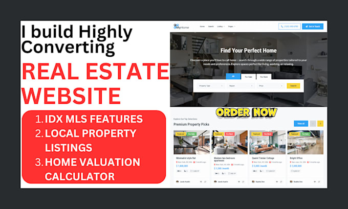 Gig Preview - Build highly responsive real estate website idx mls property management website