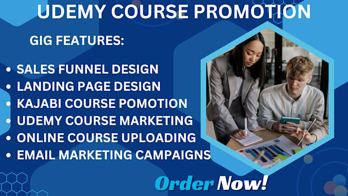 Gig Preview - Udemy course promotion online course thinkific course kajabi course marketing