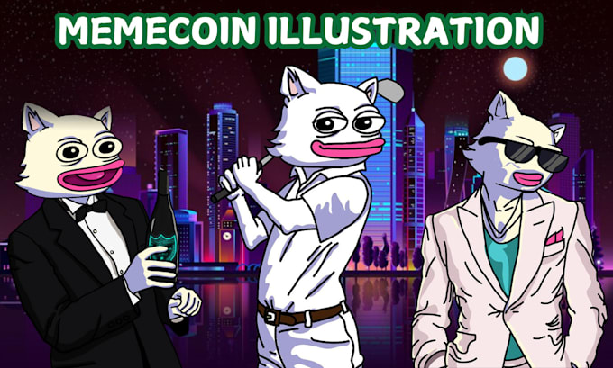 Gig Preview - Animated meme coin telegram sticker, crypto memecoin logo, crypto meme website