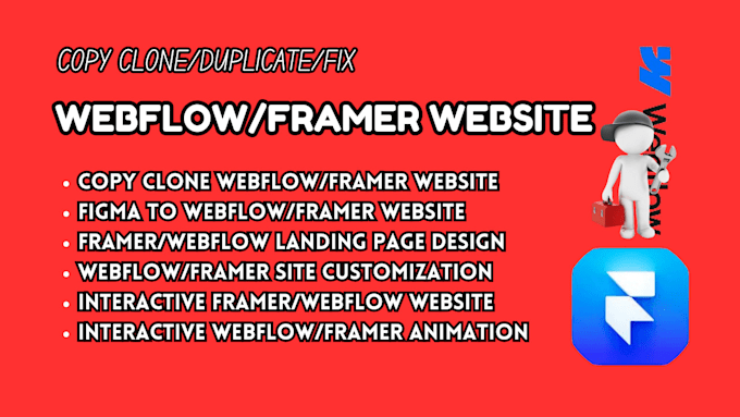 Gig Preview - Copy clone duplicate webflow website framer design to webflow figma  to webflow