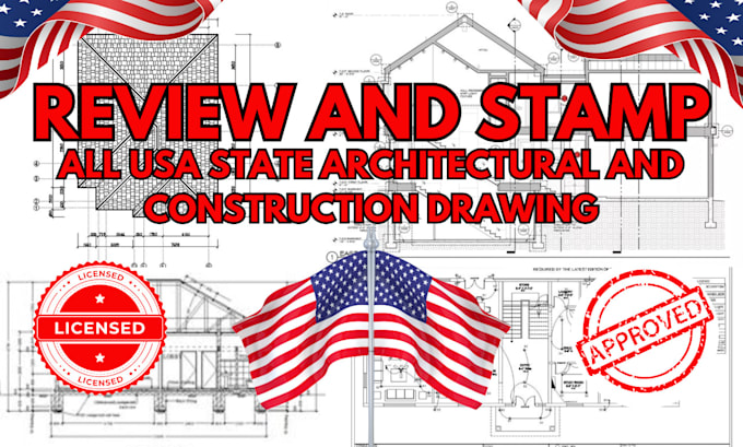 Gig Preview - Stamp architectural and construction drawing for city permit in all USA states