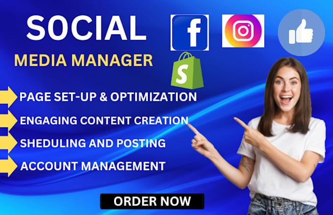 Gig Preview - Be social media manager for facebook instagram tiktok growth, promotion and ads