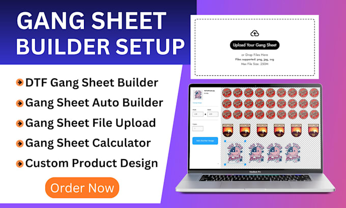 Gig Preview - Setup gang sheet builder for shopify and wordpress