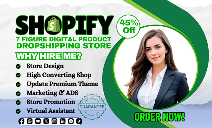 Gig Preview - Develop shopify store, shopify dropshipping store, shopify website