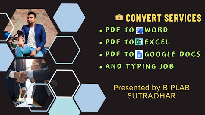 Gig Preview - Convert pdf to word, excel, google docs, data entry