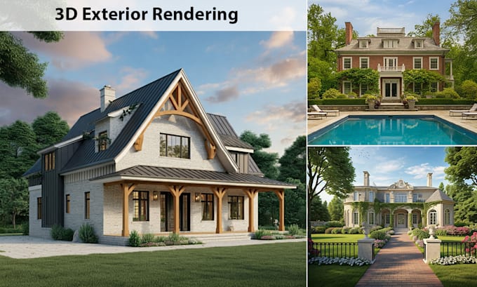 Gig Preview - Design realistic 3d exterior landscape for your house