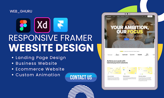 Gig Preview - Build responsive framer website, animeted  landing page, figma or xd to framer