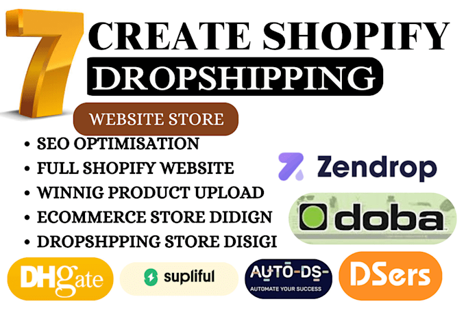 Gig Preview - Design shopify dropshipping store via zendrop autods dhgate oberlo dsers eprolo