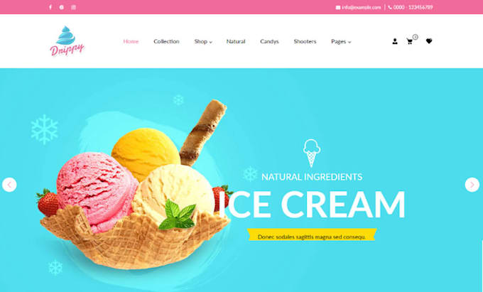 Gig Preview - Design stunning ice cream shopify chocolate store restaurant website cake store