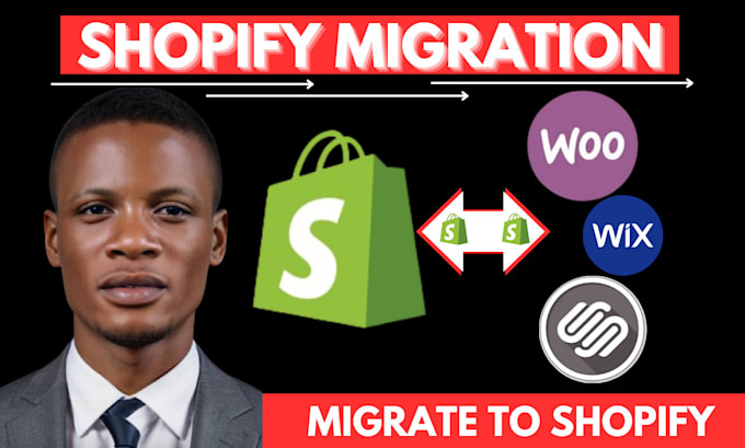 Gig Preview - Migrate woocommerce squarespace wix website migration to shopify store migration