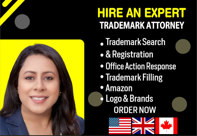 Gig Preview - Be your licensed US, UK, canada trademark registration, trademark attorney uspto