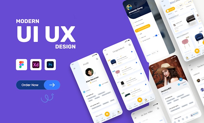 Gig Preview - Do modern mobile app or website UI UX design using figma adobe xd