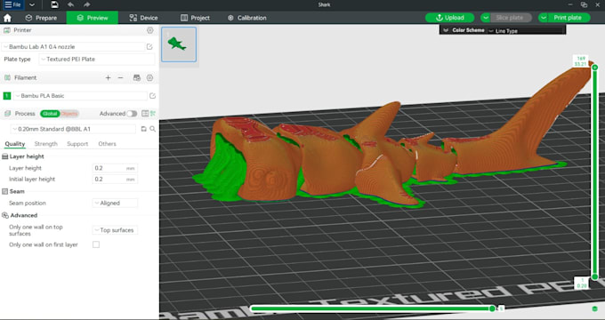 Gig Preview - Slice and paint your stl 3d model in bambu studio