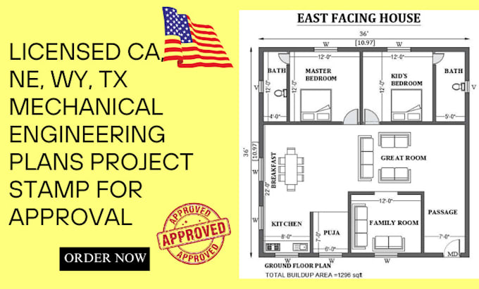 Gig Preview - Licensed ca, ne, wy, tx mechanical engineering plans project stamp for approval