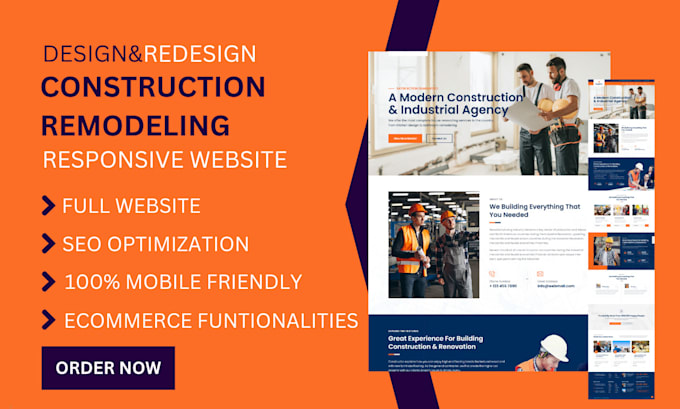 Gig Preview - Design construction remodelling website in wordpress or wix