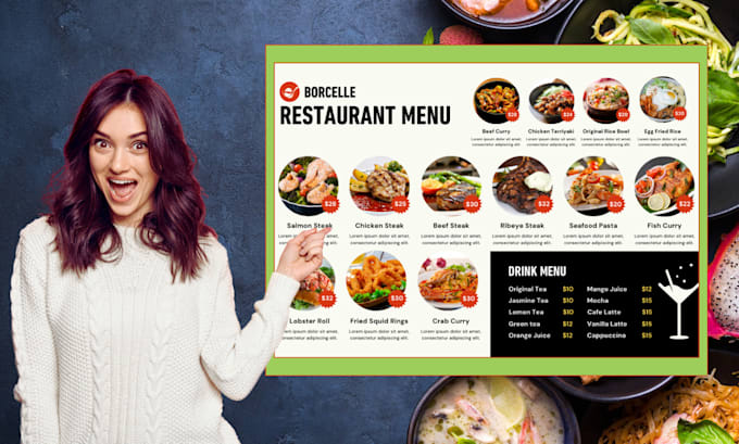 Gig Preview - Design custom food menus, restaurant branding, and digital menu designs