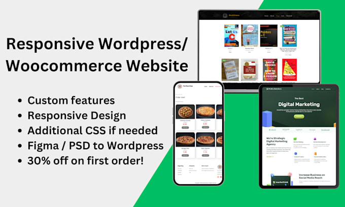 Gig Preview - Create a responsive wordpress website with elementor