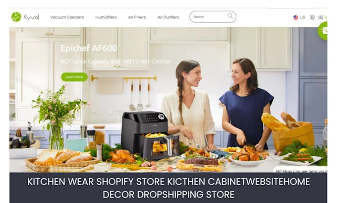 Gig Preview - Build kitchen wear shopify store kitchen cabinet website home decor dropshipping