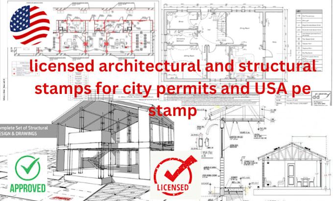 Gig Preview - Licensed architectural and structural stamps for city permits and USA pe stamp