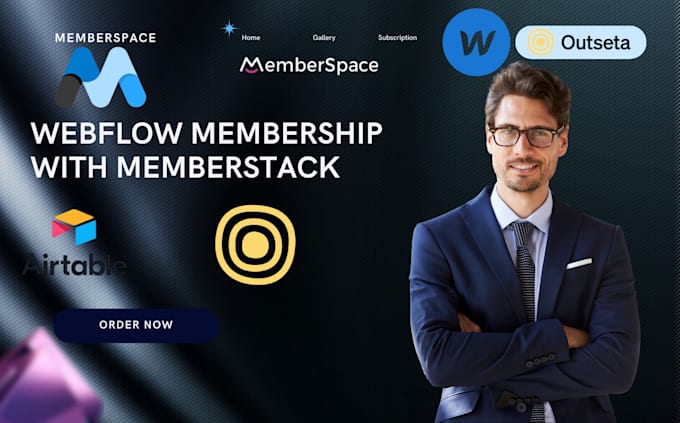 Gig Preview - Do webflow membership websites with memberstack, memberspace, outseta, finsweet