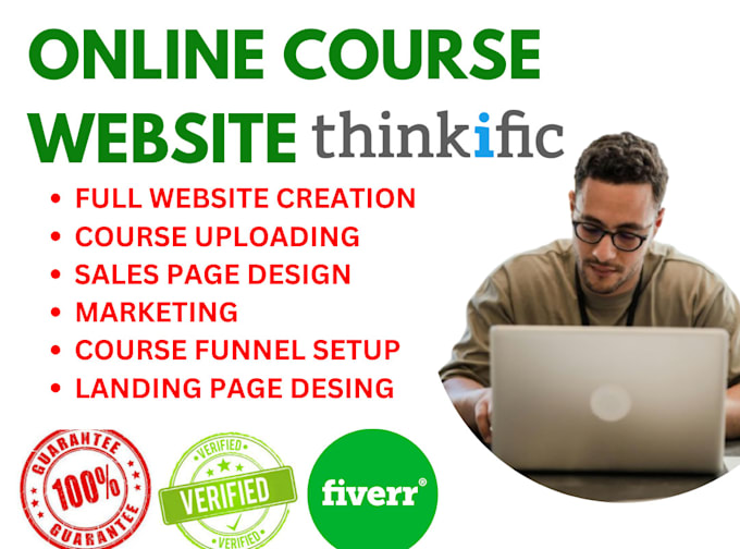 Bestseller - setup your thinkific account learnworlds course website bug fix design redesign