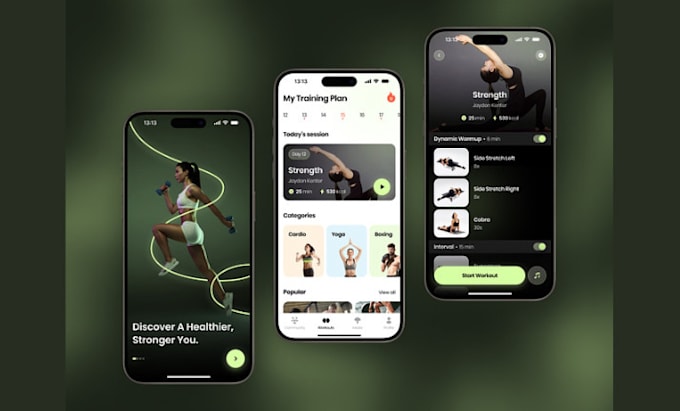 Bestseller - create fitness trainer app, workout app, yoga, gym app,ui ux for android and ios