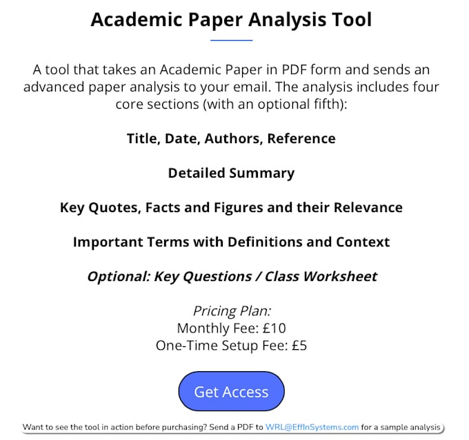 Gig Preview - Design a tool to perform a deep analysis of academic papers