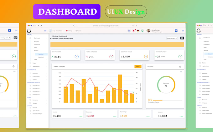 Gig Preview - Do create website ui ux design, dashboard ui, mobile app ui ux, ui ux design