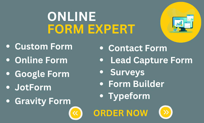 Gig Preview - Create custom forms with google form, gravity form, formpage, jotform