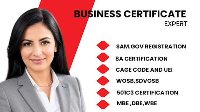 Gig Preview - Do 8a certification, mbe,wbe, dbe sam gov registration cage code and uei, 501c3