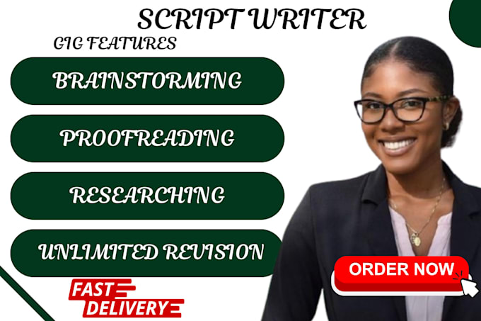 Gig Preview - Be script writer for youtube video script writing