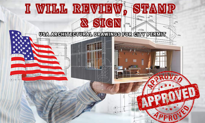 Gig Preview - Review and stamp florida, texas pe stamp architectural drawings for city