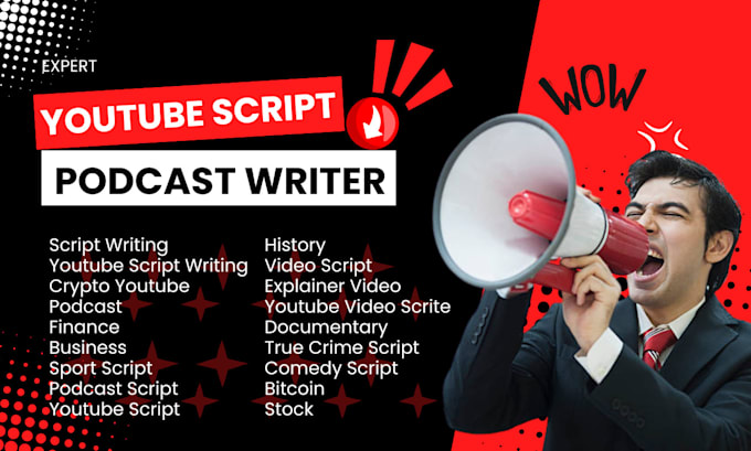 Gig Preview - Write youtube script, podcast, scriptwriting, finance, stock, crypto, true crime