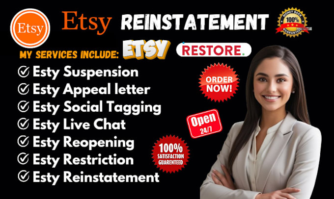 Bestseller - etsy reinstatement, etsy reopen, etsy appeal letter, etsy suspension, etsy help