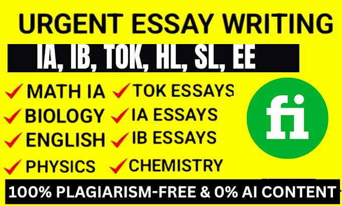 Gig Preview - Urgent help in essay writing, ia, ib, extended, sl