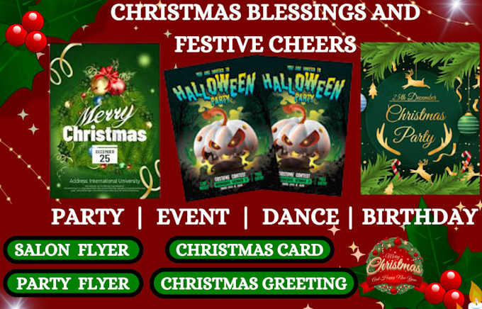 Gig Preview - Design a christmas party flyer, sales banner, event and holiday greeting card