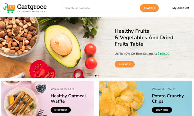 Gig Preview - Design grocery shopify store organic food store beverages grocery website